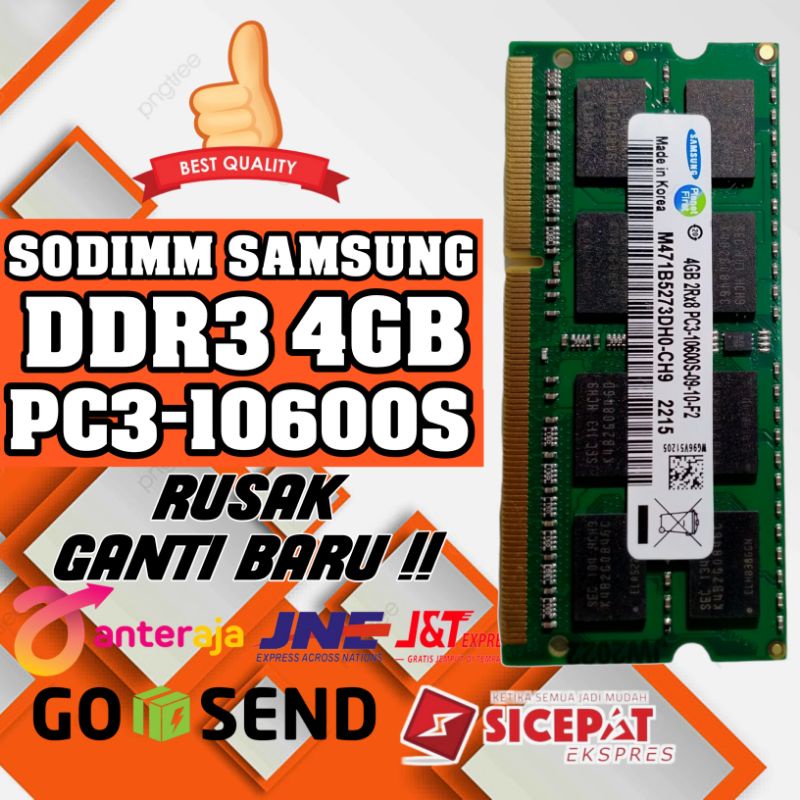 RAM LAPTOP SAMSUNG 4 GB DDR3 PC3-10600s SODIMM