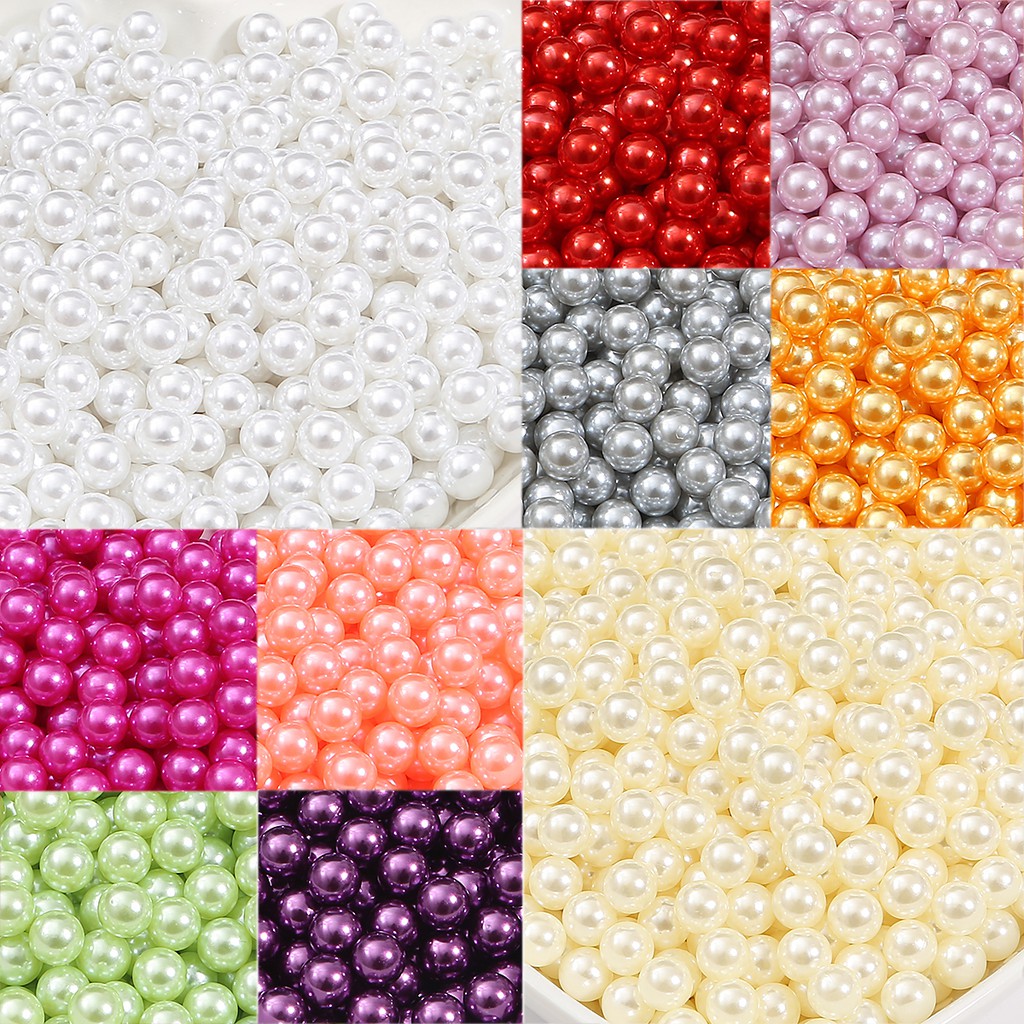 50-200Pcs 8/10mm Round White Mix No Hole Pearls Imitation Loose Bead Colorful Decoration Diy For Jewelry Necklace Making