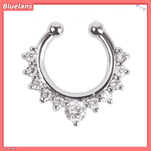 Bluelans 1 Pc U-shape Non Piercing Fake Clip On Septum Clicker Nose Ear Lip Ring Hoop