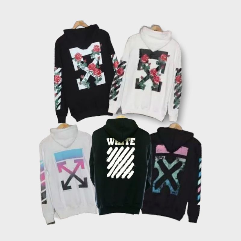 HOODIE OFF WHITE HITAM PUTIH