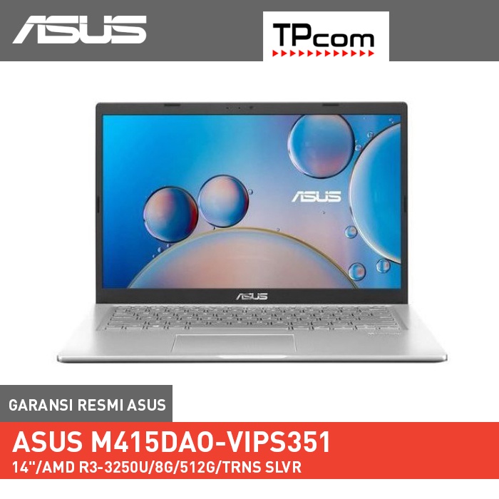 ASUS M415DAO-VIPS351 Notebook - Silver [R3-3250U / 8GB / 512GB SSD + HOUSING / UMA / 14&quot; VIPS FHD / OPI / Win10 / No SD]