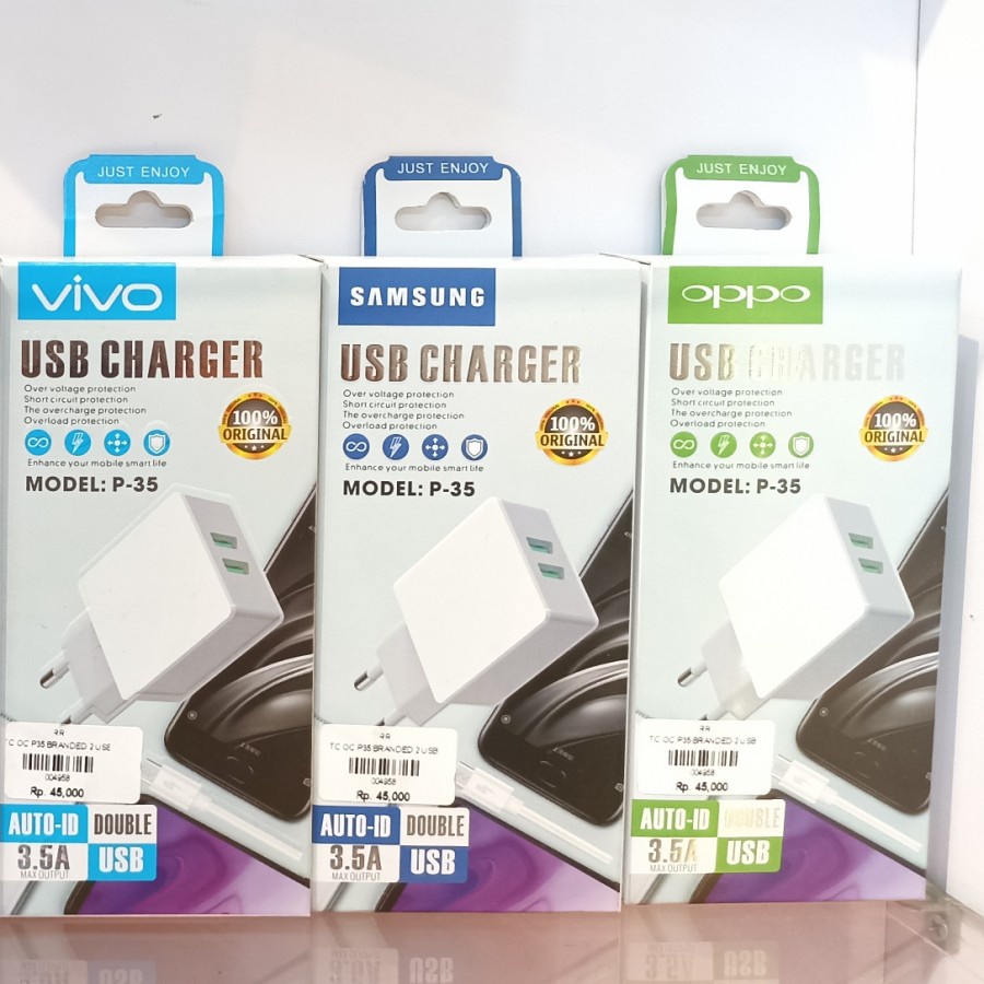 Travel Charger Brand P-35 2 USB 3.5A MICRO USB Samsung,Oppo