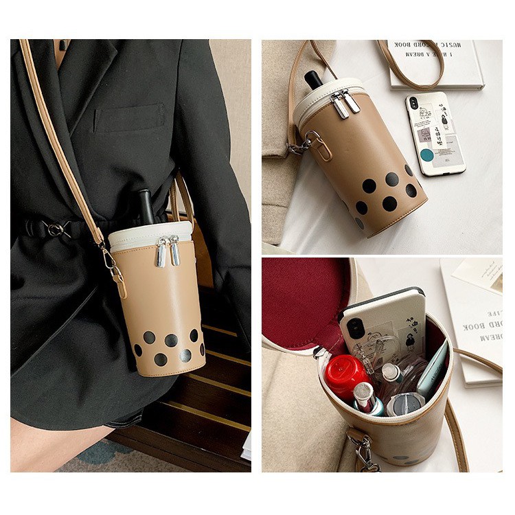 TAS SELEMPANG BOBA SLING BAG WANITA UNIK BENTUK BOBA DRINK IMPORT TERMURAH READY GROSIR DAN COD