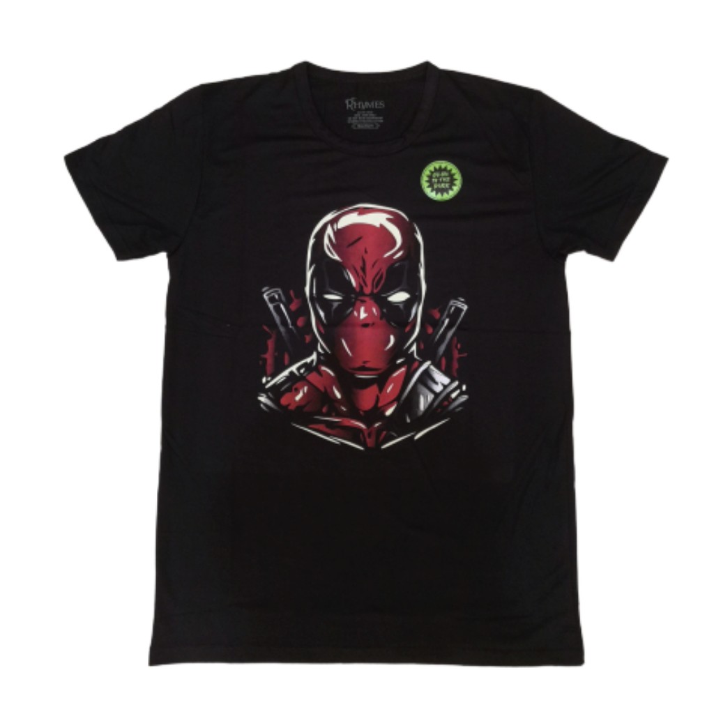 Baju Kaos Deadpool Glow In the Dark Tshirt Import Rhymes Superhero Pria Cowok Big Size Jumbo XXXL