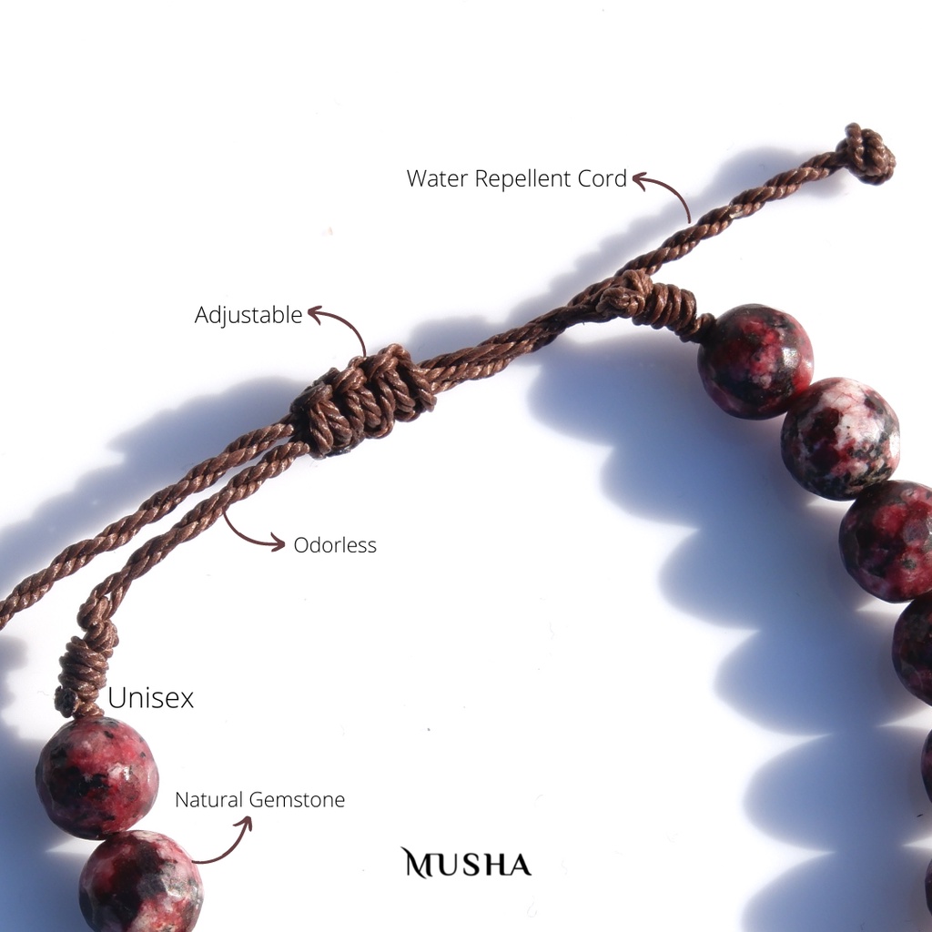 Musha Natural Stone Bracelet - Cord Adjustable | Gelang Batu Gelang Pria Gelang Wanita