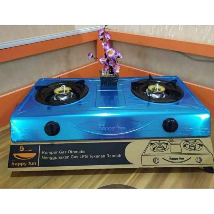 Kompor gas . Kompor Gas 2 tungku , Stainless