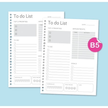 

Isi binder/ loose leaf Daily to-do list B5 50 lembar 100 gsm