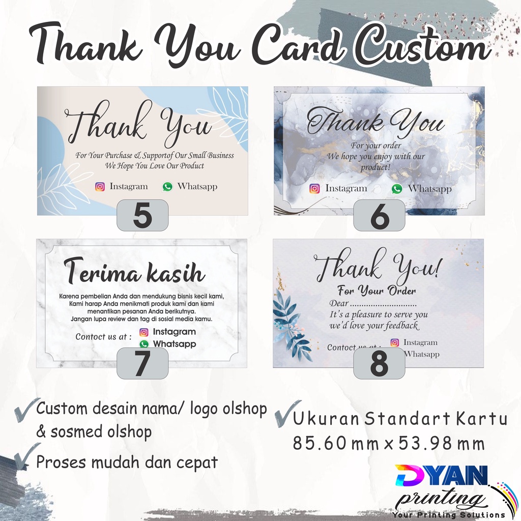 THANK YOU CARD/UCAPAN TERIMAKASIH OLSHOP CUSTOM