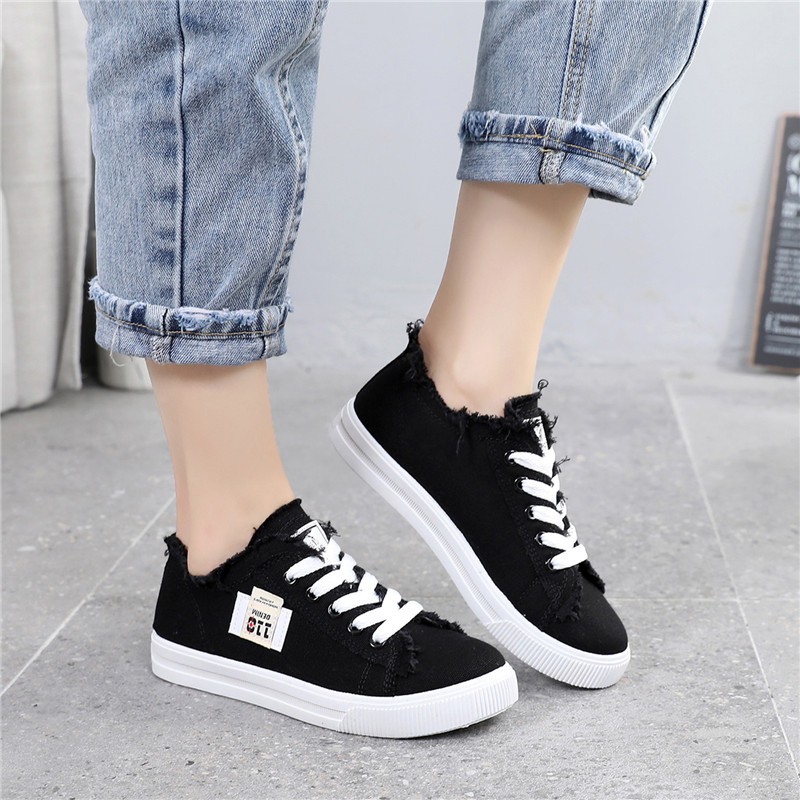 ELFYDO - SHS003 Sepatu Sneakers Tali Fashion Wanita Style Korea Sepatu  Jakarta Sepatu Kets Jeans