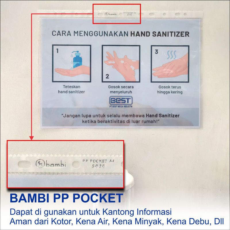 

PP Pocket/Sheet Protector A4 Bambi 5220 ( 1bks/25sheet ) RB9