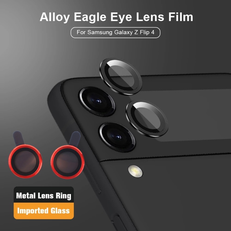 2pcs Kamera Tempered Glass Film Cover Case Metal Ring Lensa Pelindung Layar Untuk Samsung Galaxy Z Flip4