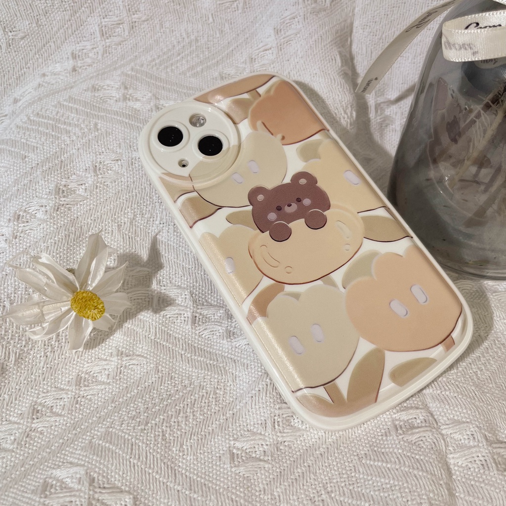 Soft Case TPU Motif Beruang Untuk iPhone 11 13pro 13prm 12 7Plus xs 8Plus XR 7 8 XR 11pro xs Max 12Pro Max