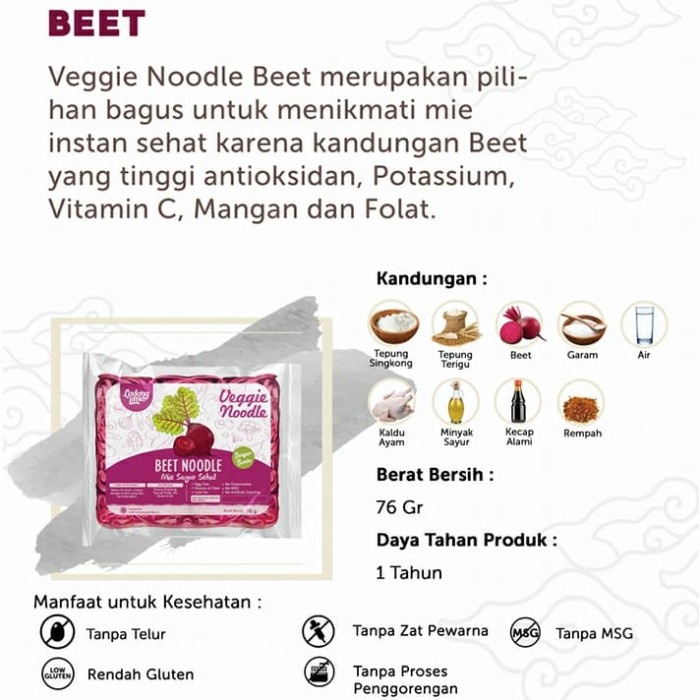 

Ss5Gg Ladang Lima Mie Beet Bit 76 G Non Msg Veggie Noddle Gluten Free Ff045