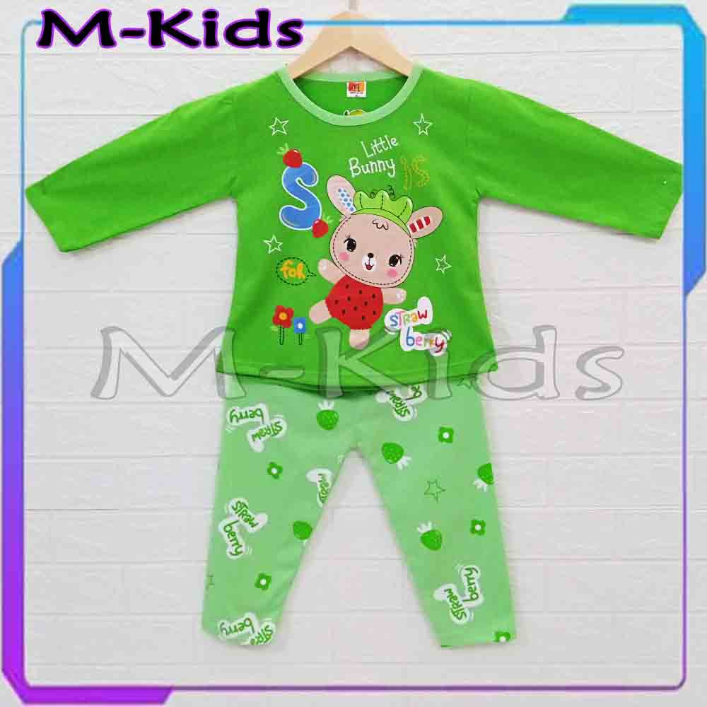 MKids88 - Baju Setelan Panjang KAOS Anak Perempuan Gambar Little Bunny / Kelinci