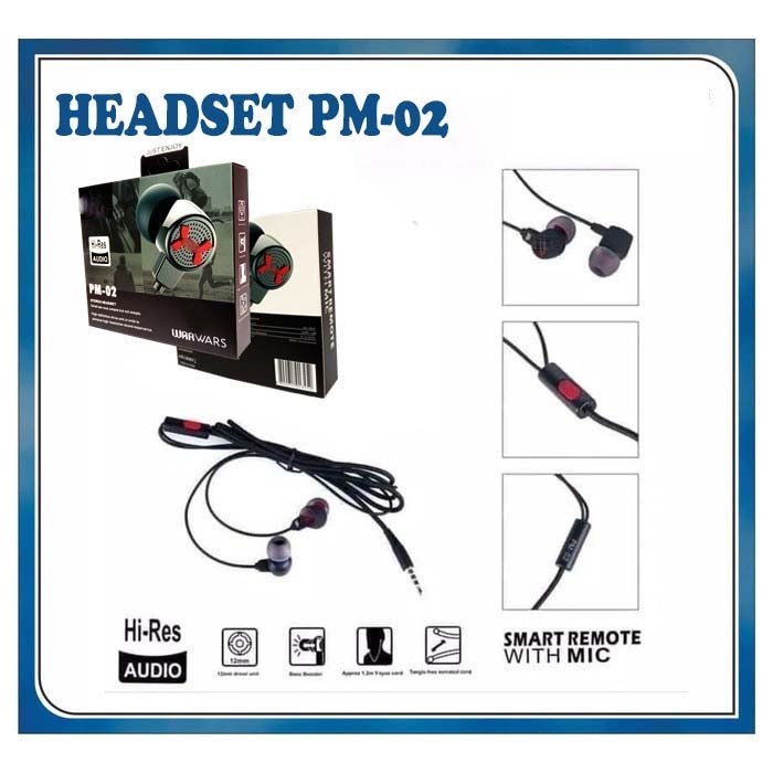 Headset / Earphone PM-02/ PM02 Good Quality - PM-02, Pack Dus