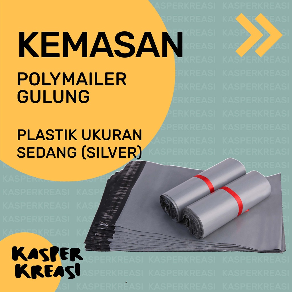

KEMASAN PLASTIK POLYMAILER GULUNG SILVER UKURAN SEDANG 50pcs