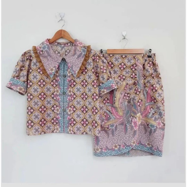 Kultura_Set Rok dan Blouse Batik Wanita Asli Solo Dengan Bahan Katun Halus High Quality Cocok Untuk 