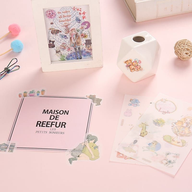 

6 Lembar Stiker Kertas/Selotip Washi Kreatif Untuk Pelajar/Kantor