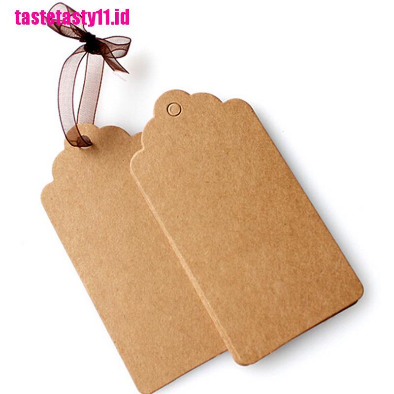 100x Label Tag Gantung Bahan Kertas Kraft Warna Coklat Untuk Hadiah Pesta Ulang Tahun