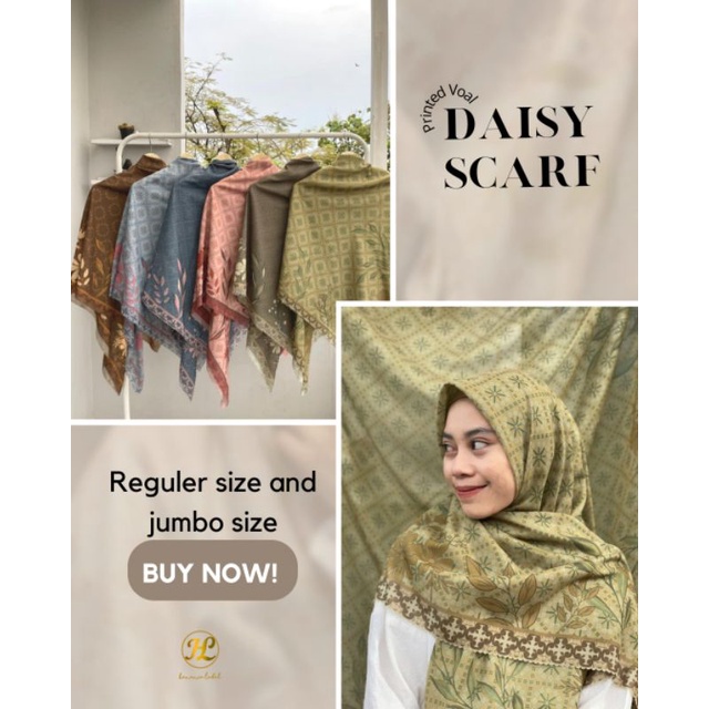 HANANIA LABEL- DAISY SCARF SYARI | VOAL MIRACEL SYARI 135CM JILBAB KRUDUNG KHIMAR HIJAB PREMIUM PRIN