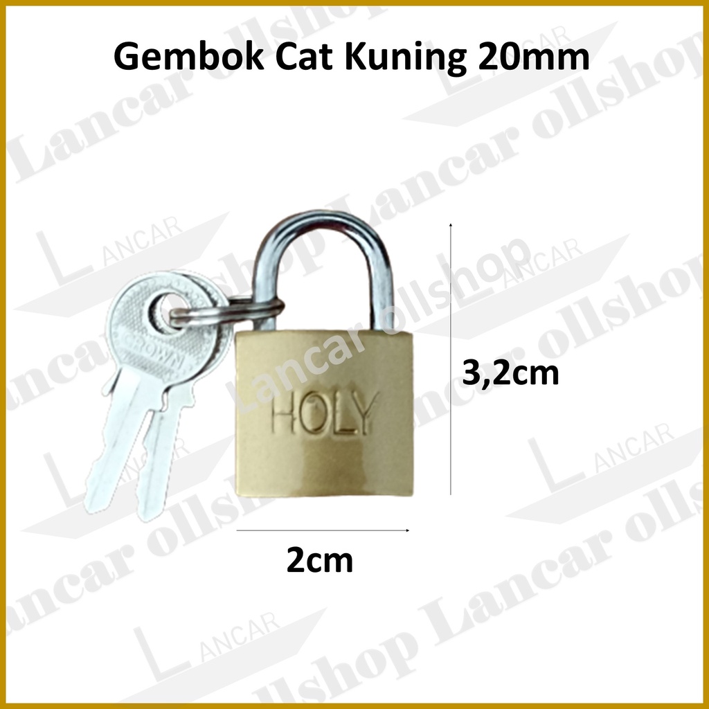 gembok cat kuning 20mm/ gembok kecil /Gembok Koper / Gembok Loker