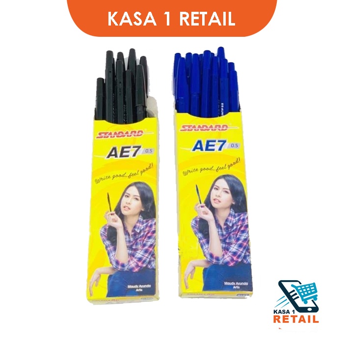 

3 PCS Pulpen Standard AE7 Hitam dan Biru Original