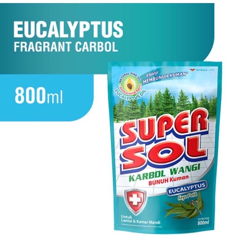 Supersol Eucalyptus Karbol 800ml - Super sol Karbol Pewangi Eucalyptus Refill Pouch 800ml - Supersol Pine Cemara Karbol antiseptik