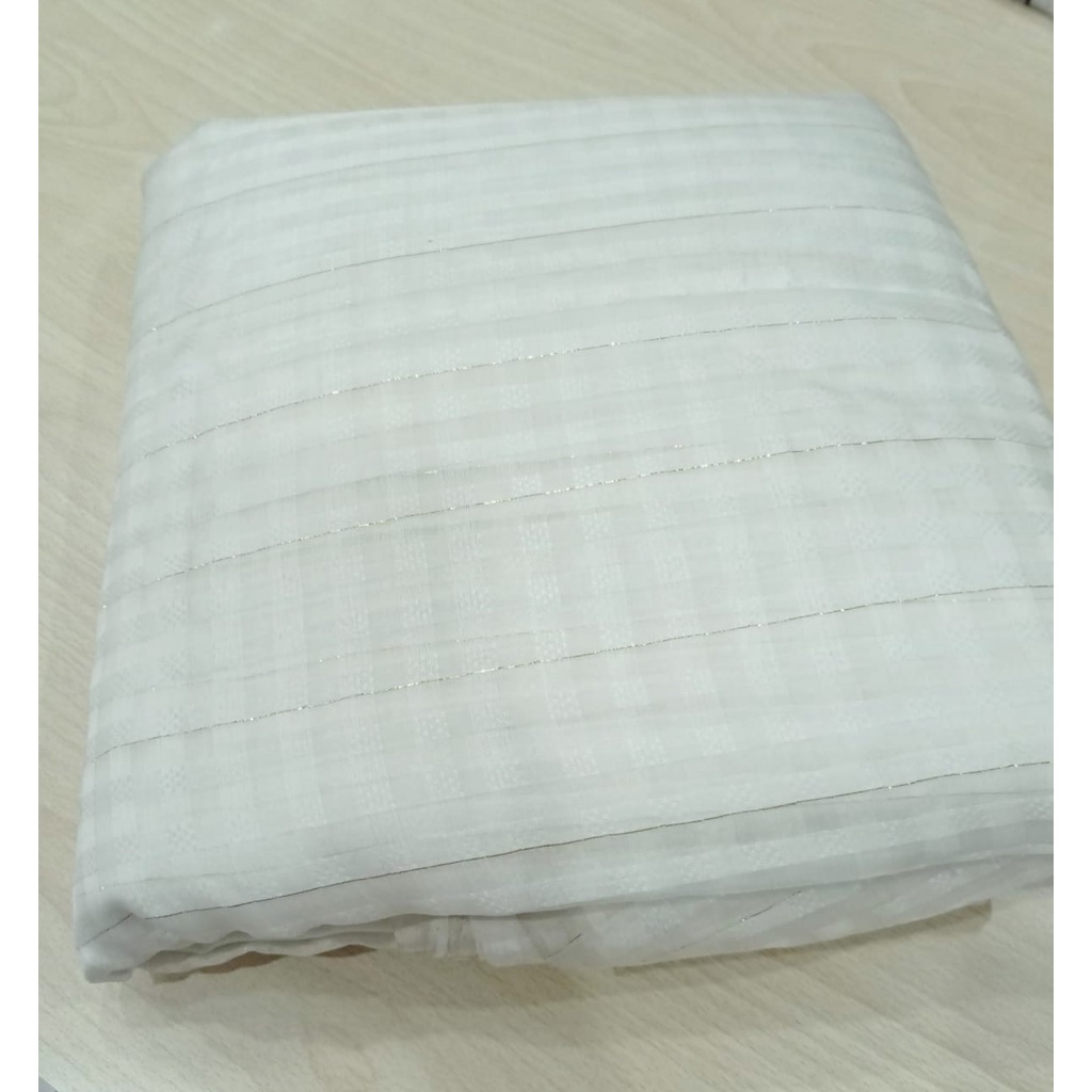 Kain Tenun Sutera Asli Polos Warna Putih Tulang - Tenun Sengkang (Harga per 0,5 meter)