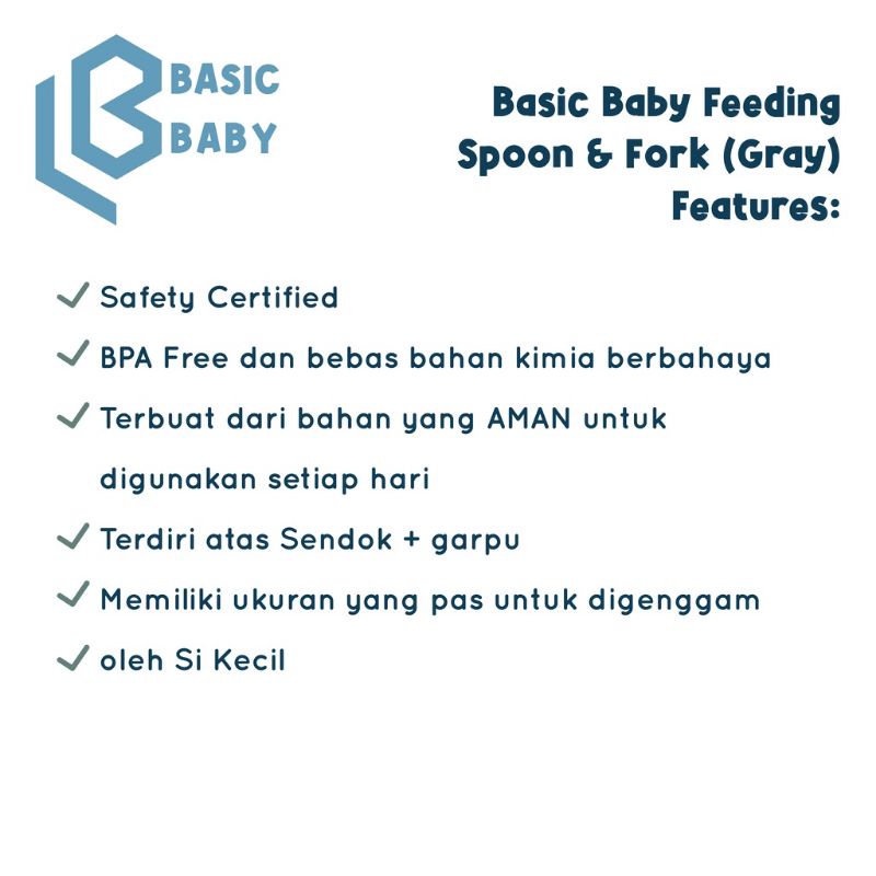 Basic Baby Feeding Spoon + Fork - Sendok Makan Anak