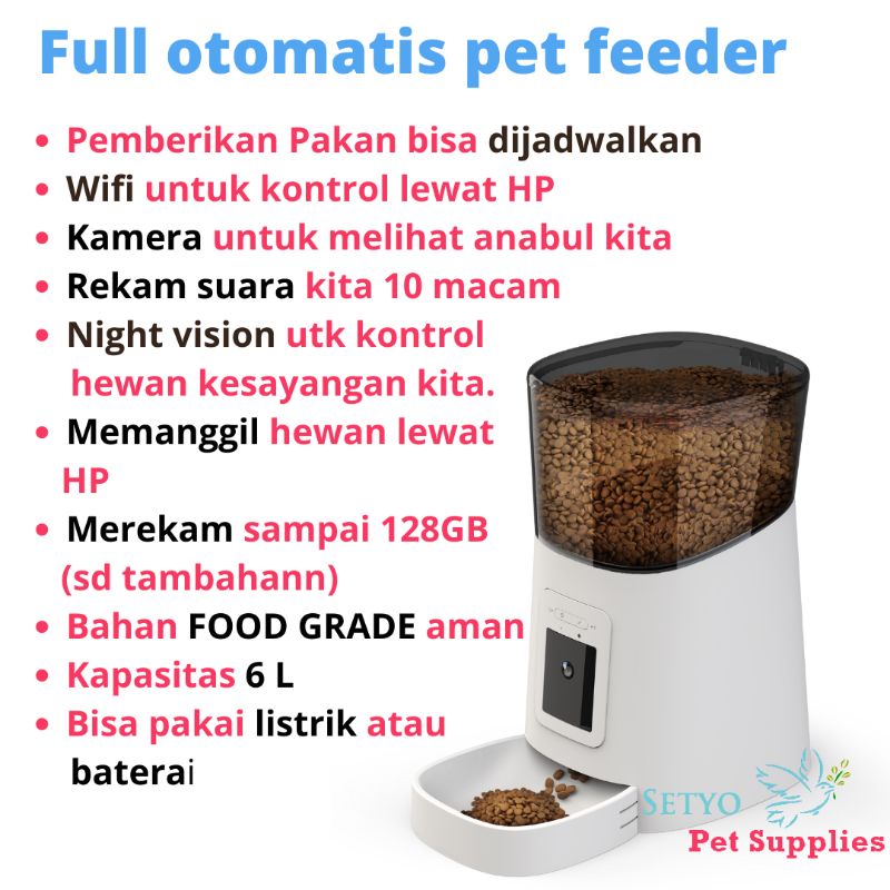 Automatic Pet Feeder (WIFI, CAMERA, Record, AUDIO, Penjadwalan makan)