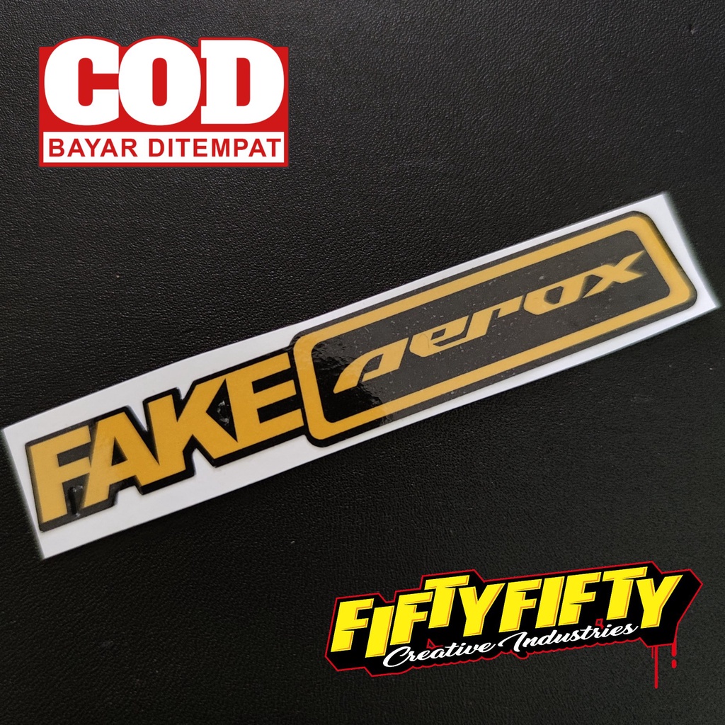 img Stiker Print Cut FAKE AEROX Stiker Printing Laminasi Glossy Tahan Air Stiker Motor Mobil Helm Sudah Membentuk Pola Desain