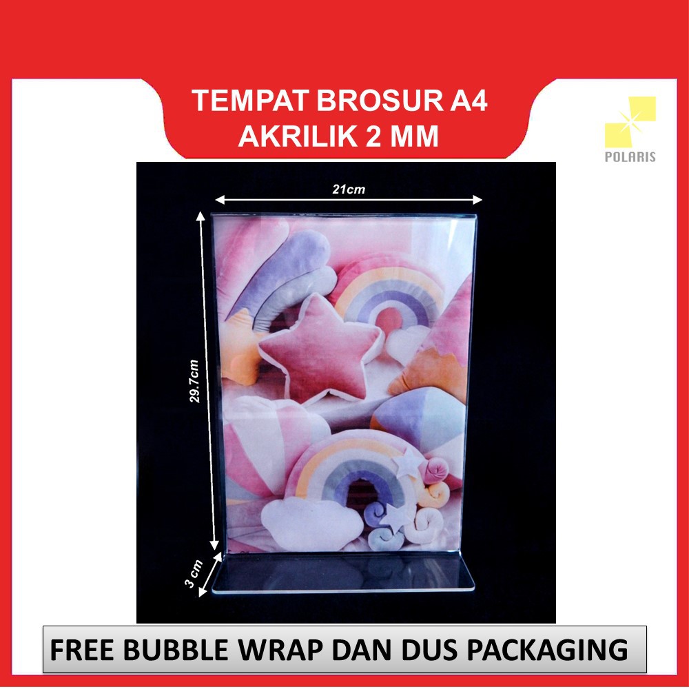 ACRYLIC TENT HOLDER / TEMPAT BROSUR AKRILIK / NOMOR MEJA UKURAN A4