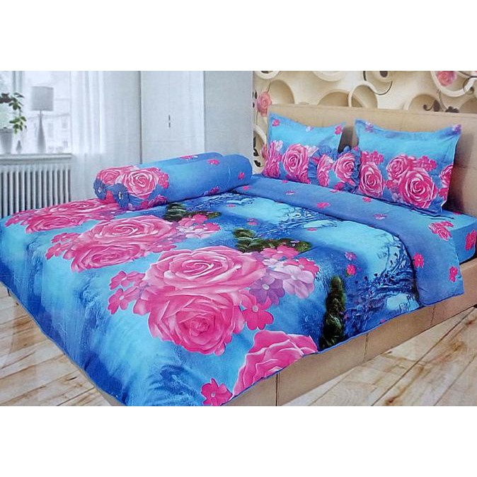 Macam-Macam Motif, Sprei Lady Rose Aqua No.2 Queen 160 Seprai Mawar Pink Latar Biru Muda ,Kuwalitas