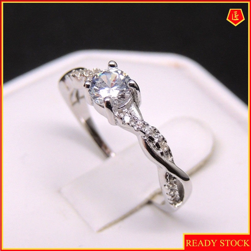 [Ready Stock]Simple Fashion 925 Silver Inlaid Diamond Ring