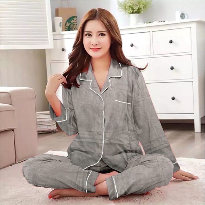 Mamaomi.Fashion, PIYAMA PP Tangan Panjang Embos LD 102-104 CM-PP-ABU