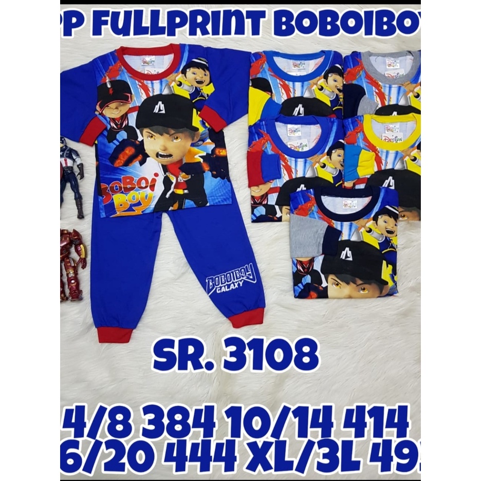 design toon boboiboy setelan baju tidur piyama boboiboy lengan panjang celana panjang size 3-14thn