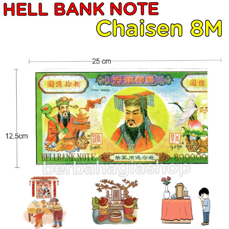 Uang Kertas Duit Untuk Sembahyang Leluhur Cengbeng Cepi Ukuran Besar / Hell Bank Note Sembayang Puja Chit Gwee Dan Kubur Cheng Beng Qingming Ceng Ming