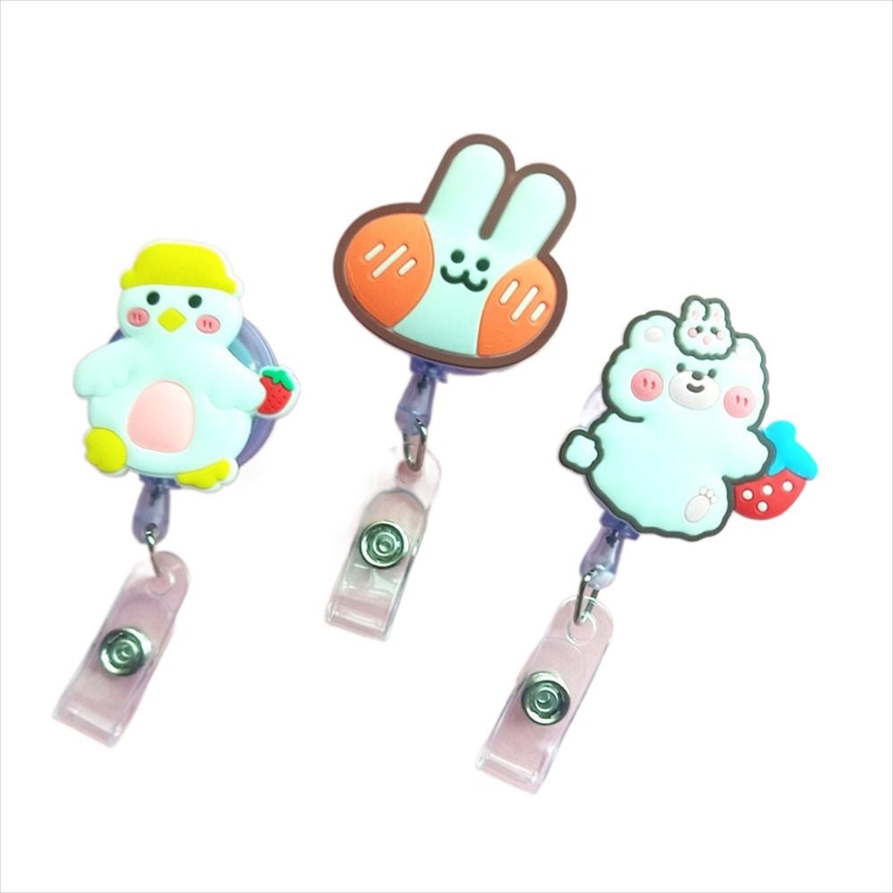 Mxbeauty Retractable Badge Reel Kantor Lucu Dada Kartu Kunci Lanyard Bear Bunny Name Card Holder