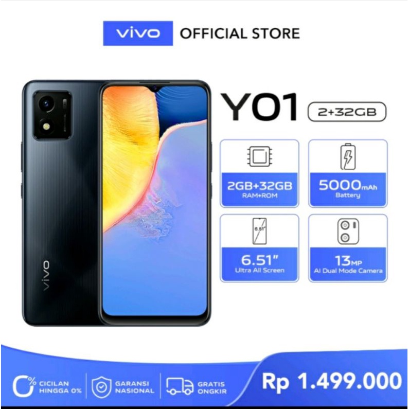 VIVO Y01 RAM 2/32 GB GARANSI RESMI VIVO INDONESIA