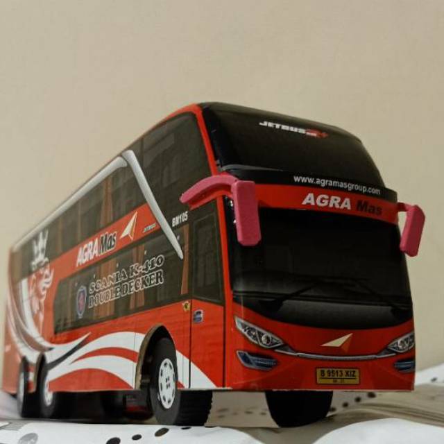 Miniatur Bus bis / mainan bus bis Agra mas double decker