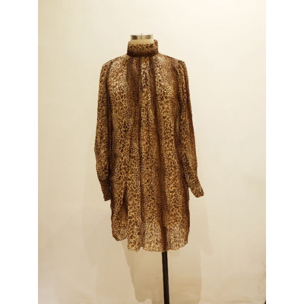 Baju tunik wanita motif macan tutul- see through leopard tunic woman fashion