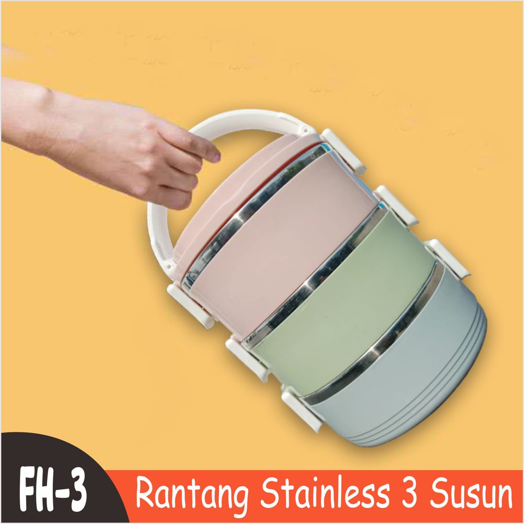 Barnik88 Rantang Makan Rantang Stainless Kedap Udara Makanan Awet Bagus Multifungsi Rantang Stainless 3 dan 4 susun tahan panas Rantang 5 Susun stainless