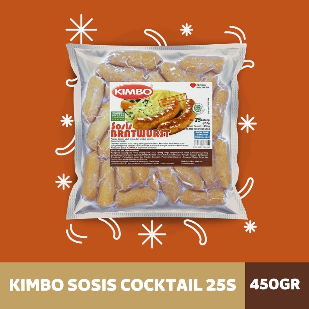 

Kimbo Sosis Cocktail | Cocktail Original isi 25 & Cocktail Merah 27Pcs | Kimbo sosis breakfast coktail 450gr