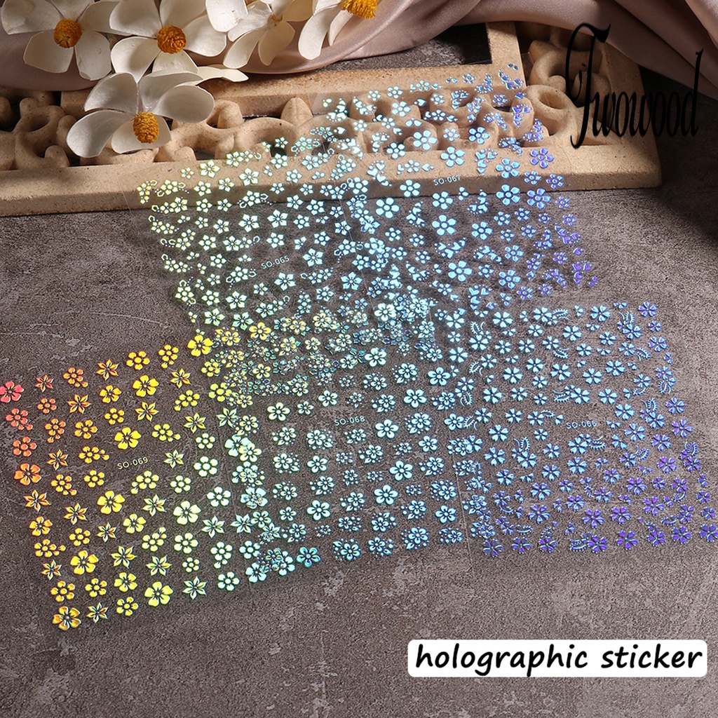 Twowood Stiker Kuku DIY Gambar Bunga Untuk Nail Art