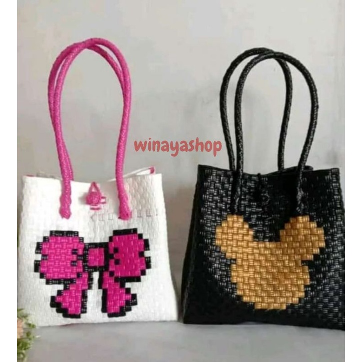 Tas Cantik Motif Anyaman Tali Jali Plastik