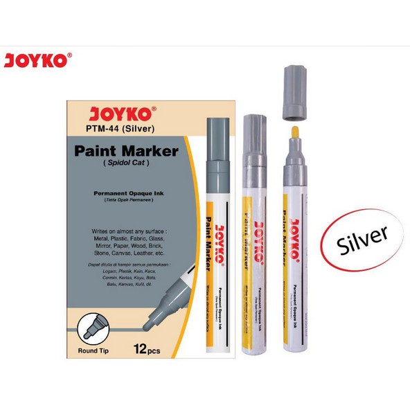 Paint Marker SILVER Perak Spidol Cat Permanent Joyko PTM-44