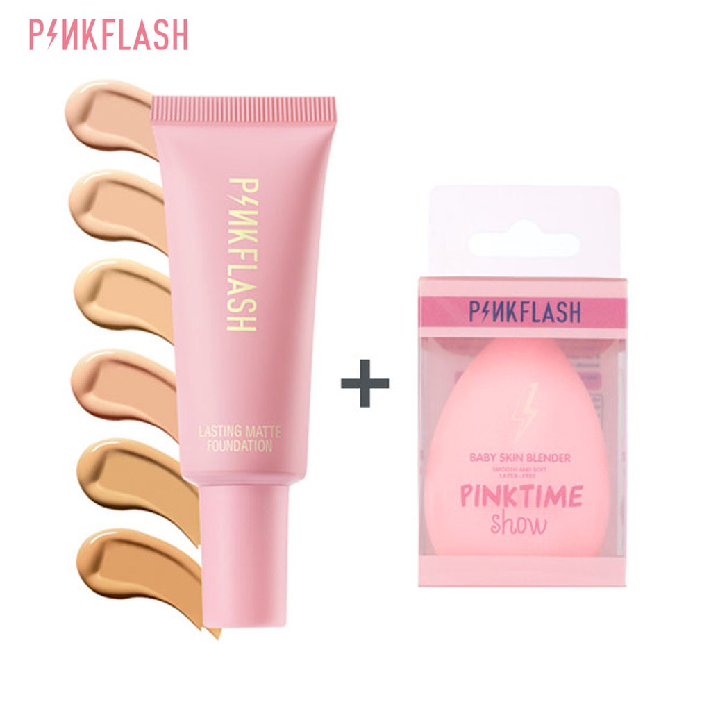 PINKFLASH Full Coverage Long-wear Oil Control Matte Foundation Makeup Sponge Beauty Tools Makeup Set