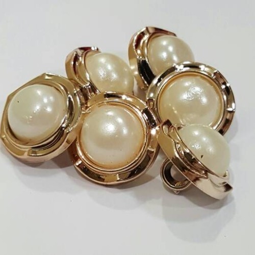 100 pcs kancing mutiara 12 mm list gold - kancing mutiara list gold 12 mm