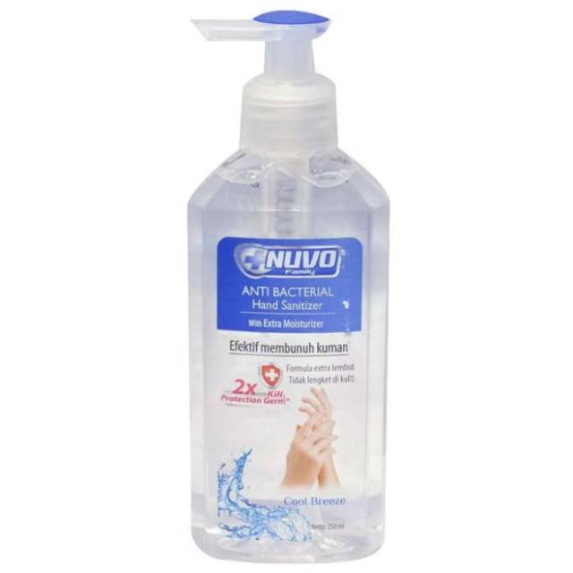 NUVO Anti Bacterial Hand Sanitizer Pump 250 /85ml / 50ml - Biru