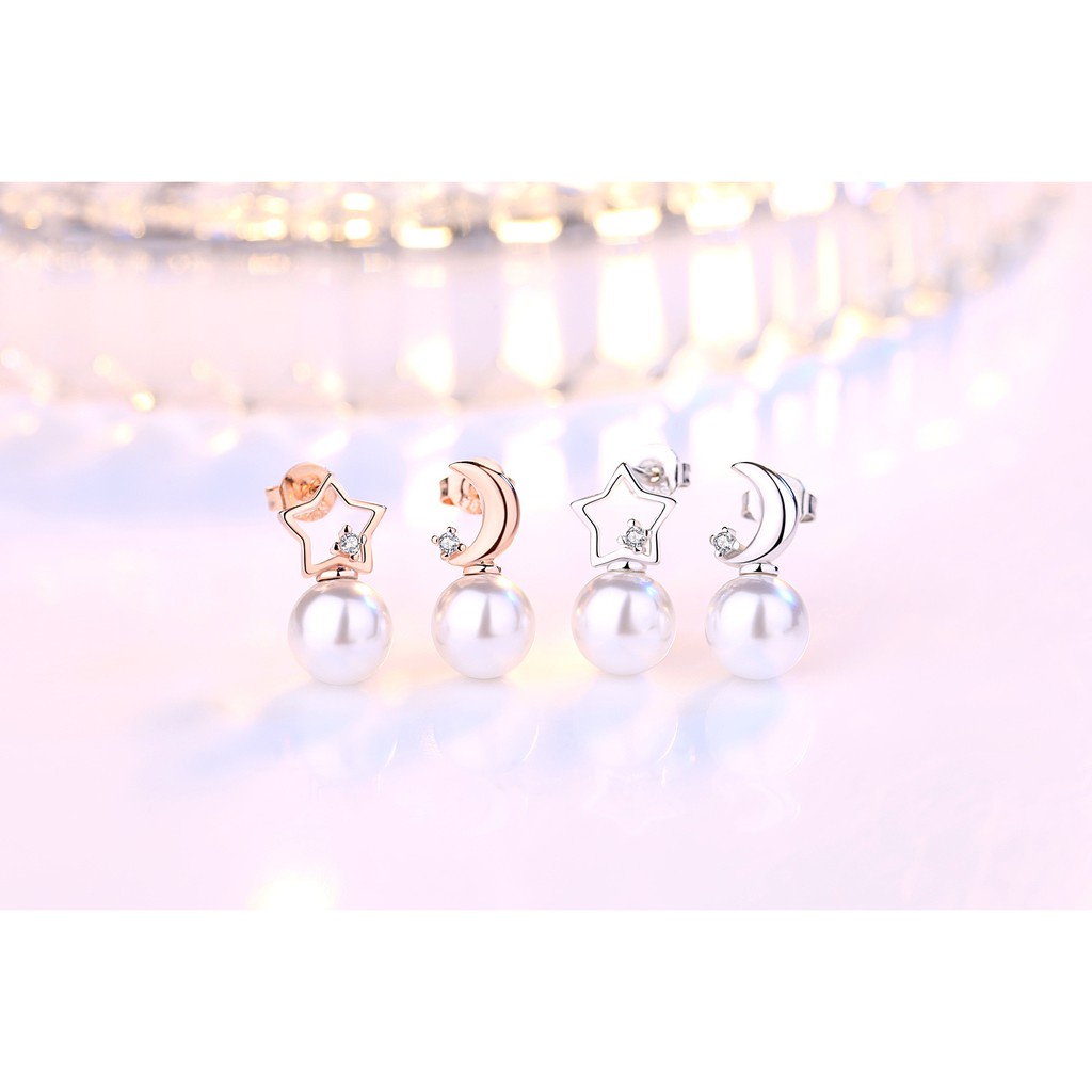 925 Perak Lucu Anting-Anting Anting-Anting Gaya Korea Wanita Bunga Moon Lima Menunjuk Bintang Fashion Ornamen